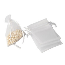 Bolsas de organza transparentes con cordón para envolver regalos, bolsas de malla con cordón para joyas, ideales para obsequios de boda y