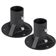 Black PowderCoated Chain Link Fence Post Base 23/8 Inch Heavy Duty Weatherproof Floor Flange for Mailbox and Flagpole