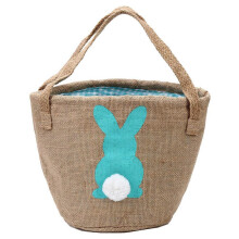 Osterkorb für Kinder, personalisierter Osterhasen-Eimer mit biegsamen Ohren, bestickter Jute-Geschenkbeutel mit kariertem Innenfutter,