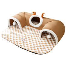 Cat Bed with Tunnel Indoor Outdoor Cat Tent Soft Plush Fabric Warm Shelter Enrichment For Pets Wall Corner Space