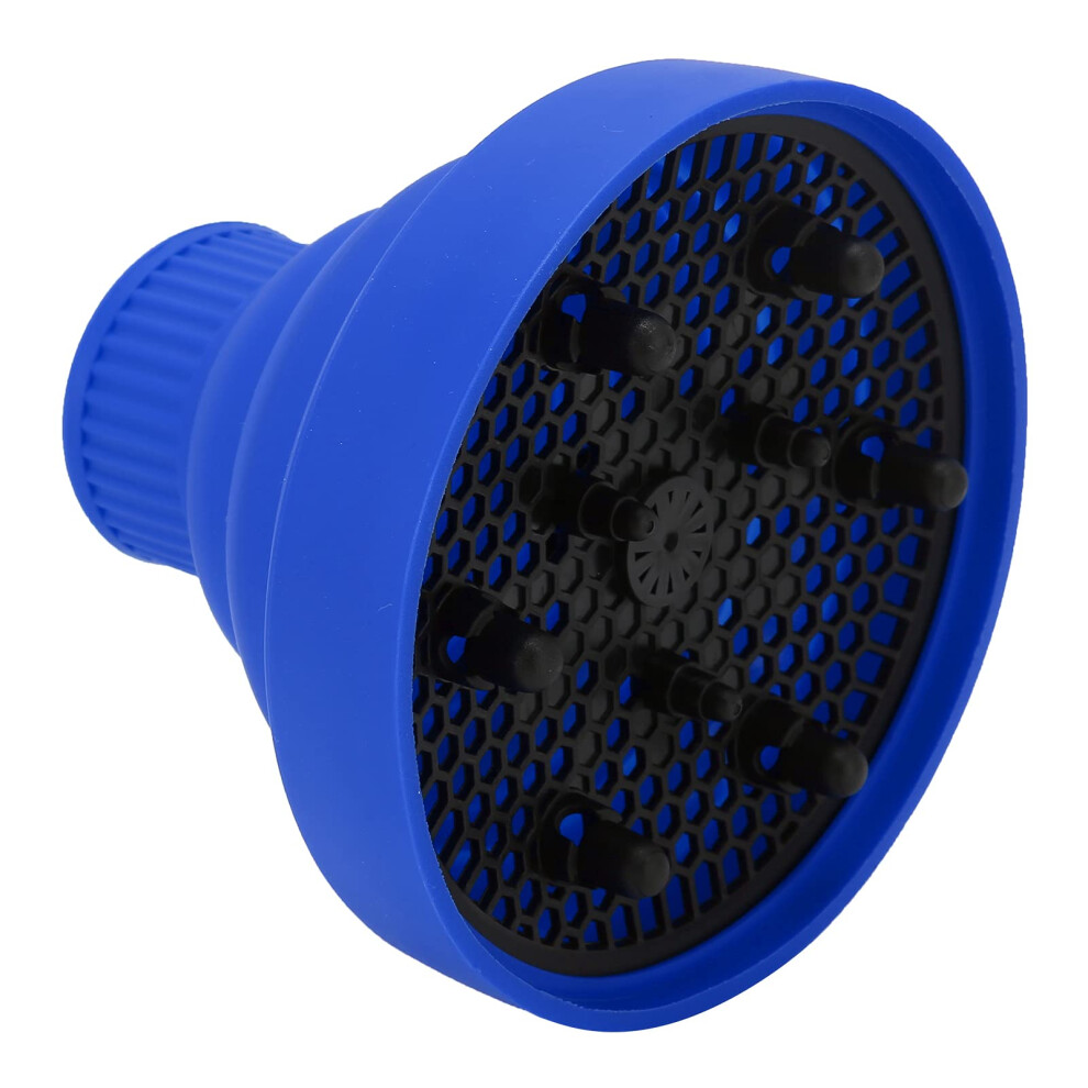 Unisex Blue Universal Hair Dryer Diffuser For Curly Hair, Foldable Silicone Attachment Minimizes Frizz