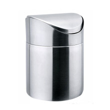 Mini Stainless Steel Swing Lid Desktop Trash Bin 1.5L Compact Countertop for Kitchen Bathroom Office