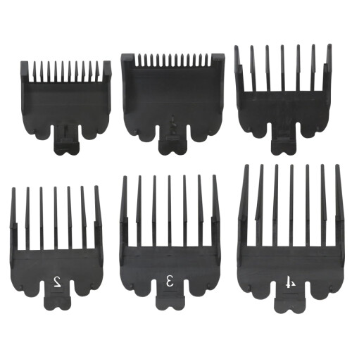 Clipper Guards Set for Wahl with Precision Length Control, 6 Pack Guide Combs 1/16' to 1/2' Black