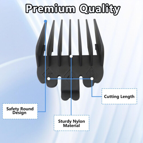 Clipper Guards Set for Wahl with Precision Length Control, 6 Pack Guide Combs 1/16' to 1/2' Black 1