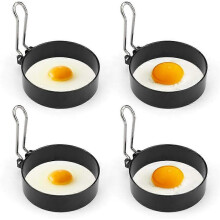 (As show, One size) Eggs Rings, 4 Pack Stainless Steel Egg Cooking Rings, Pancake Mold for frying Eggs and Omelet