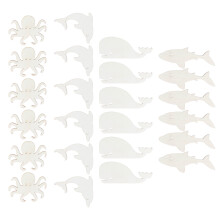 Objets en bois d'inspiration marine, formes légères et faciles à utiliser pour créer des accessoires uniques pour la maison et les fêtes.