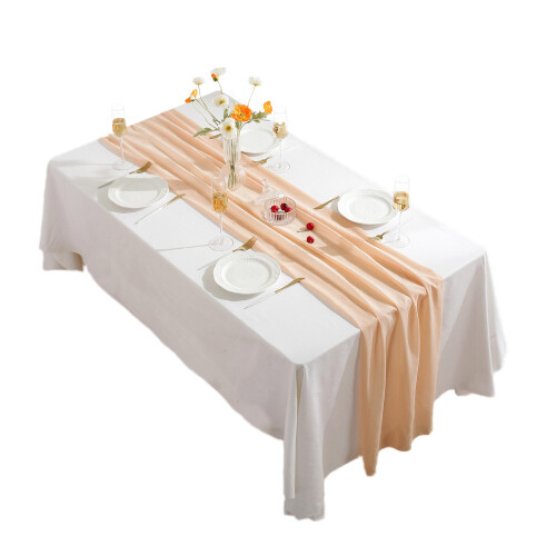 Wedding Party Table Runner Chiffon Fabric Elegant Design With Sheer Look Soft And Comfortable Touch Reusable Table Linens Versatile Kitchen Gadget 70x