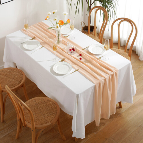 Wedding Party Table Runner Chiffon Fabric Elegant Design With Sheer Look Soft And Comfortable Touch Reusable Table Linens Versatile Kitchen Gadget 70x 1
