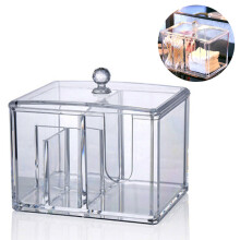 Organisateur Cotton Essentials, rangement de maquillage en acrylique transparent, boîte de rangement multi-usages empilable
