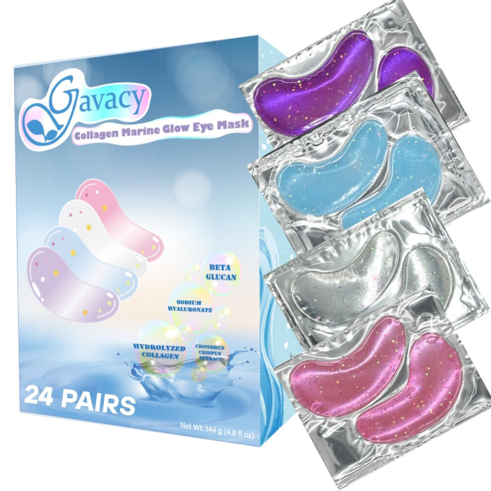 Dark Glitter Collagen Under Eye Patches 24 Pairs Hydrating For Circles Puffiness Wrinkles
