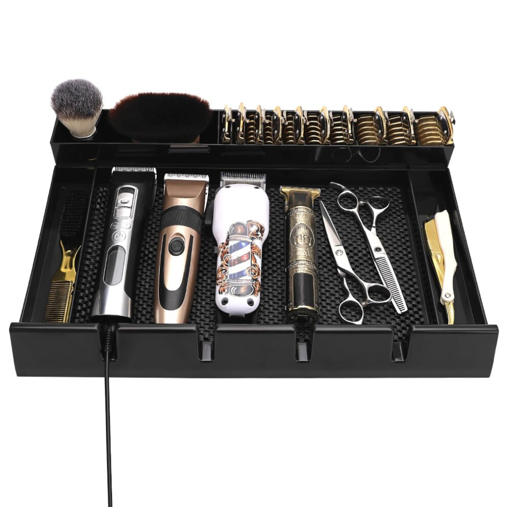 Barber Clipper Tray with AntiSlip Base, Capacity Hair Clipper Holder Organizer for Barbers