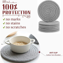 Decorative Round Drink Coasters, Absorbent Coasters Heat Resistance for Tabletop Protection, Cotton Linen Drink Coasters Reusable Durable for Home