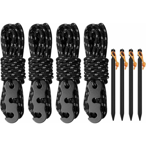 Polyester Surface Camping Guyline, Reflective Design with Heavy Duty Aluminum Cord Adjuster