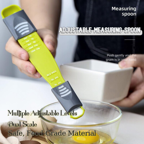 Adjustable Measuring Spoon with Grams and ML Scale – Kitchen Measuring Tool for Salt, Sugar, Milk Powder, Spices 1
