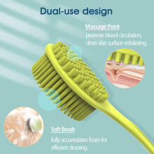 Brusebørste med eksfolierende effekt, skånsom nok til babyer, design med punktformet rygmassage forbedrer blodcirkulationen, 180 silikonebørster
