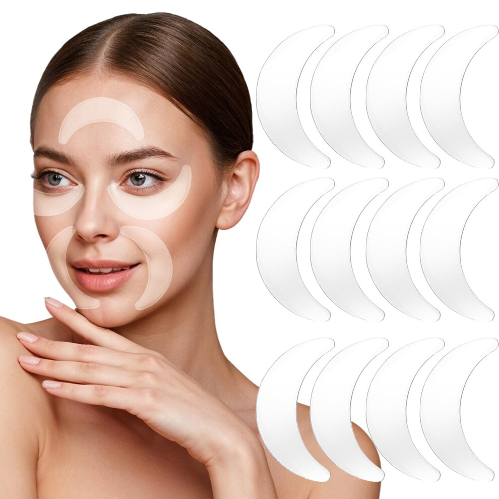 Silicone Eye Patches for Wrinkles, Reusable Overnight AntiWrinkle Under Eye Pads, 12 Pcs Transparent