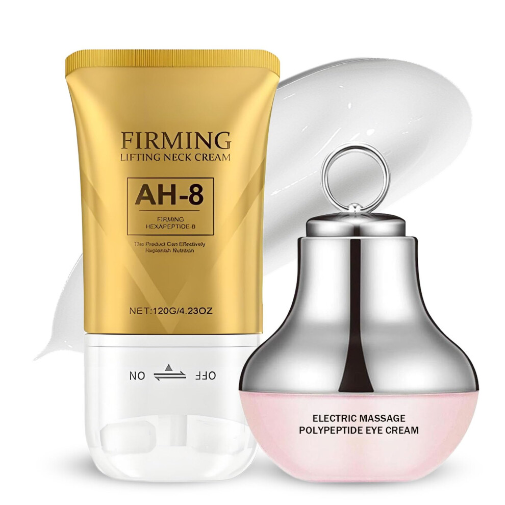 Cream Neck Firming And Electric Eye Set With Roller Massager For Wrinkles, 120G+50G