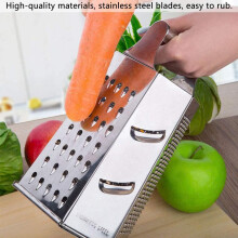 Gourmet's Delight: Stainless Steel Grater, Four Facets Of Grating, Non-Slip Ergonomic Handle, Multi-Purpose Use, Dishwasher Safe. Sleek Design, Fits