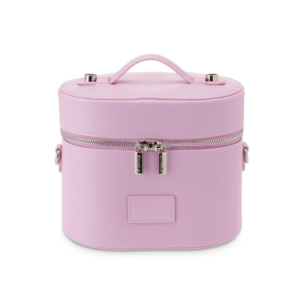 Makeup Bag Organizer with Removable Divider, Travel Toiletry Bag in Lavender Pink with Shoulder Strap