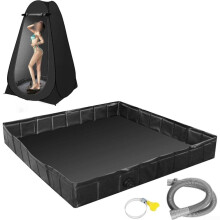 Foldable Shower Base Shower Tray Drain Hose Large Capacity Tent Shower Tray Removable Drain Pipe Indoor Outdoor Camping