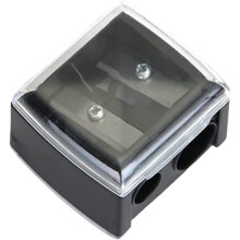 Dual Hole Eyeliner Pencil Sharpener with Cover, Durable Steel Blades for Standard and Jumbo Pencils