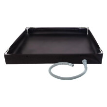 Portable Shower Pan 31.5 X 31.5 X 3.94 In Black Lightweight Camping Bath Basin With Drain Pipe For Travel Hiking Tent