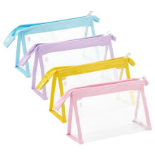 4 PCS Clear Cosmetic Bag Set with Zipper, Waterproof PVC Travel Toiletry Organizer Pouches