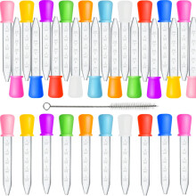 30pcs 5ml Silicone Liquid Droppers for Kids Medicine and Candy Making with Cleaning Brush