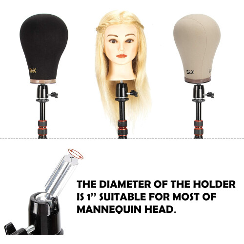 Mannequin Head Tripod Stand 59 Inch Adjustable Wig Stand with 360 Rotatable Head Black 1
