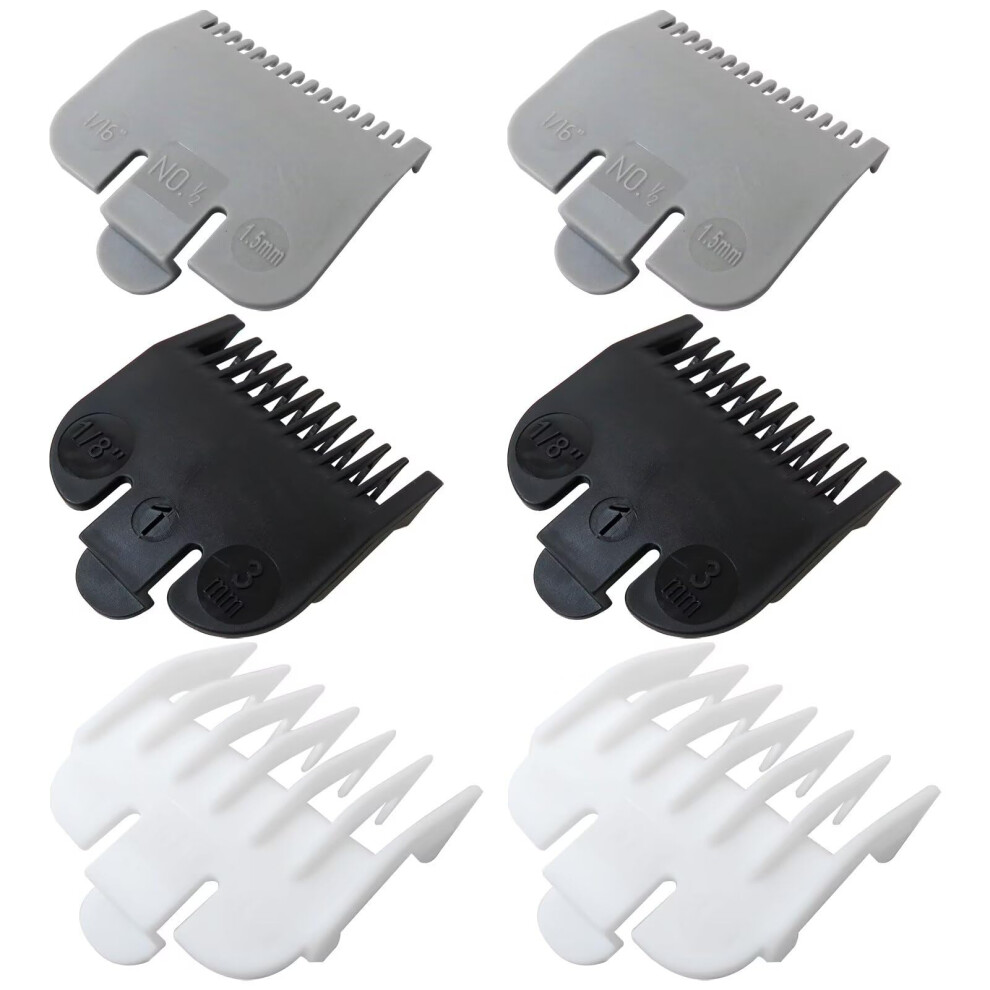 Clipper Guards Set 6Pack Universal Guide Combs Quick SnapOn for Hair Cutting Compatible with Wahl