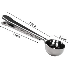 Multi-functional Coffee Scoop, Stainless Steel Measuring Spoon with Sealing Clip for Wild Use in Kitchen, Durable and Reusable with Easy-to-clean