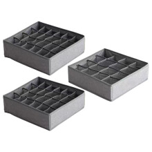 Schubladen-Organizer-Set für Socken, Unterwäsche, Krawatten, zusammenklappbarer Schrank-Organizer aus reißfestem Stoff (3er-Set, Grau)