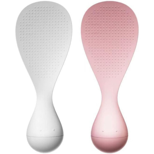 Rice Serving Spoon with Upright Handle, NonStick PP Paddle, Pink Kitchen Tool for Easy Cleaning 2