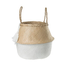 Coș pliabil din iarbă de mare, coș de rufe țesut manual pentru picnic, mâner puternic pentru o îndepărtare ușoară