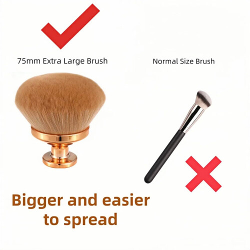 Extra Large Kabuki Brush 90mm Wide for Self Tanner and Body Makeup, Full Coverage, Gold 1