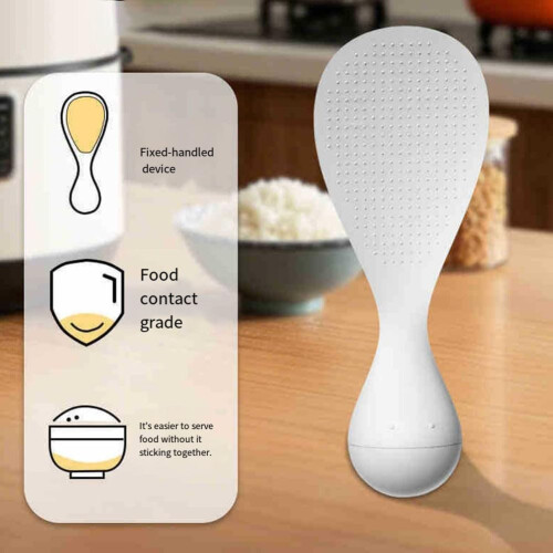 Rice Serving Spoon with Upright Handle, NonStick Durable PP, Easy Clean, White, 6.94 x 2.63 in 2