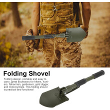 Tactical Shovel for Outdoor Adventures, High-Carbon Steel Multi-Purpose Tool for Camping Hiking, Military Folding Camping Shovel Compact Pickaxe for