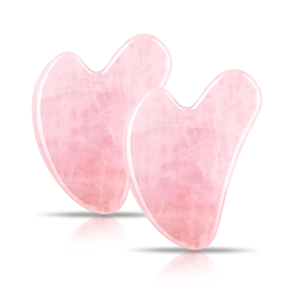 Gua Sha Facial Tool Set Rose Quartz for Face Puffiness Reduction and Jawline Sculpting