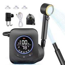 Electric Portable Shower Pump 8000mAh Rechargeable Battery Digital Display 5 Speed Settings Camping Shower Head