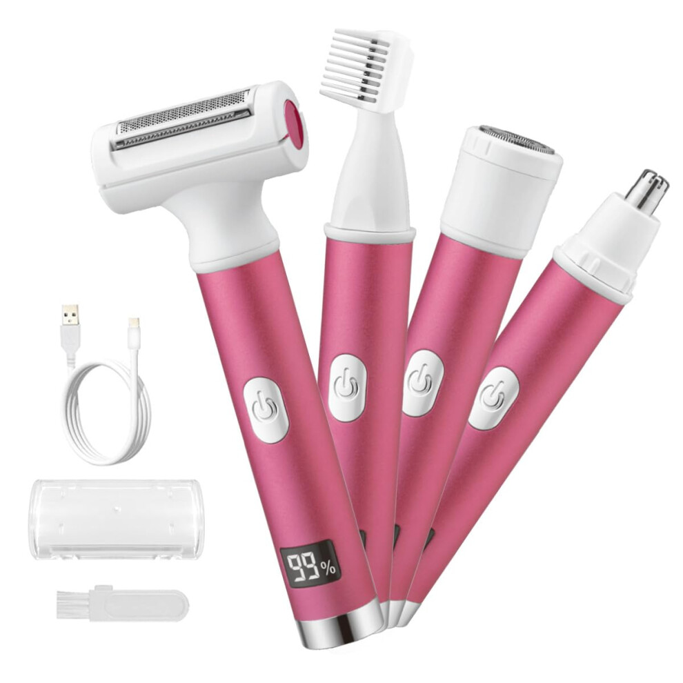 Electric Shaver for Women 4 in 1 USB Rechargeable Bikini Trimmer with Hypoallergenic Blades