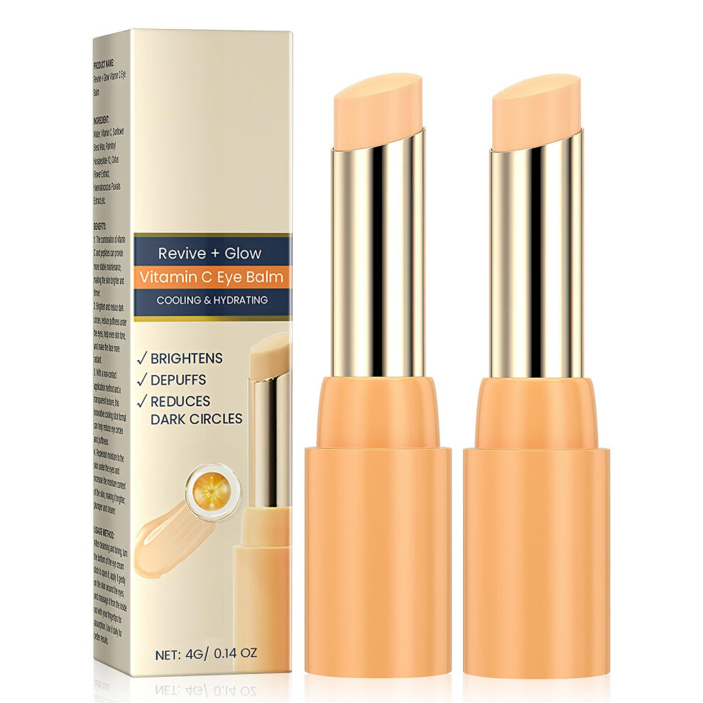 Cream/Dark Vitamin C Eye For Circles And Puffiness, Hydrating Brightening Antiaging Balm (2Pcs)