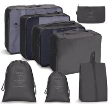Efficiënte inpakoplossing, reisbagage-organizers voor handbagage, compressie-opbergmogelijkheid met waszak, hoogwaardige stoffen, mesh bovenpaneel,