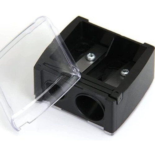 Dual Hole Makeup Pencil Sharpener with Cover for Eyeliner and Eyebrow