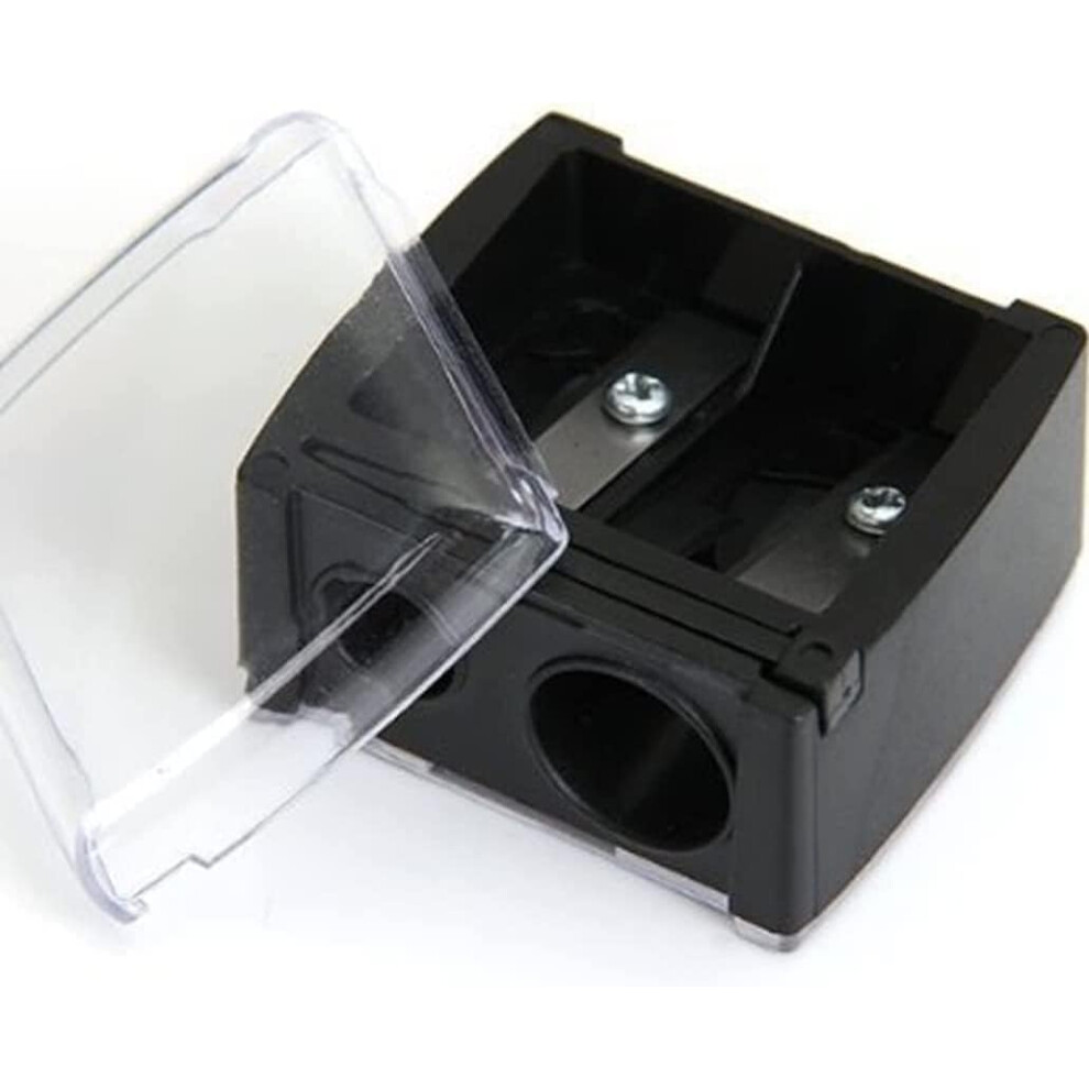 Dual Hole Makeup Pencil Sharpener with Cover for Eyeliner and Eyebrow