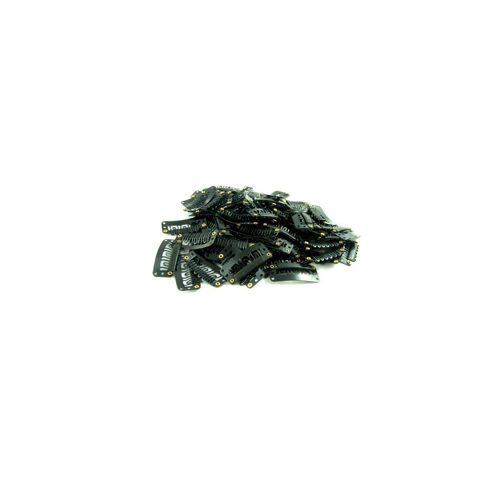 Black Weft Clips 32mm 20 Pack for Hair Extensions, Wefts, and Sew-In Styles