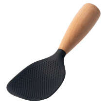 Silicone Cooking Spoon Heat Resistant NonStick Rice Paddle with Wooden Handle for Kitchen Use