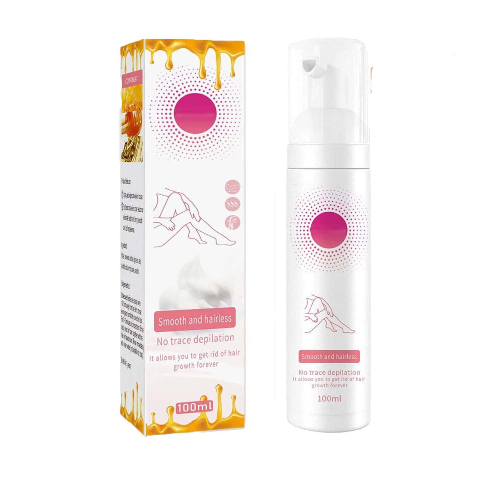 Hair Removal Spray Mousse 100ml with Gentle Beeswax, Painless Smooth Finish for Legs Arms Underarms