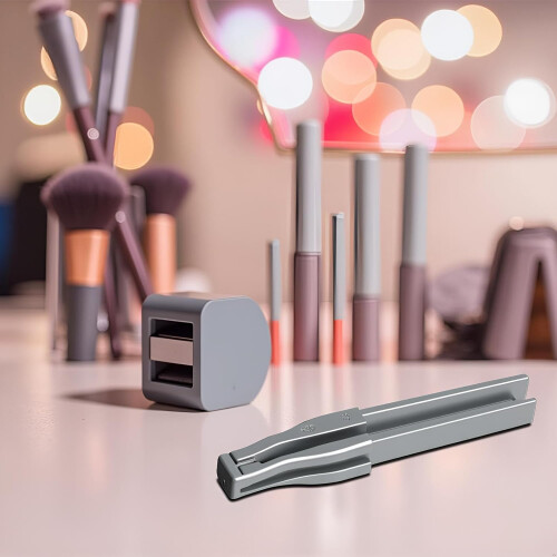 3 in 1 Eyebrow Pencil Sharpener and Eye Pencil Sharpener with Precision Sharpening Duckbill Shape Gray 2