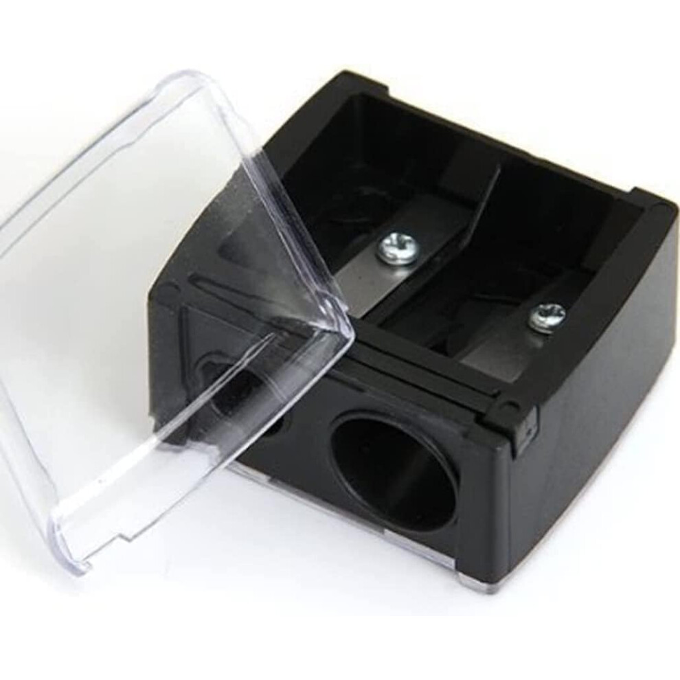 Makeup Pencil Sharpener Dual Hole with Cover for Eyeliner and Eyebrow Precision Sharpening