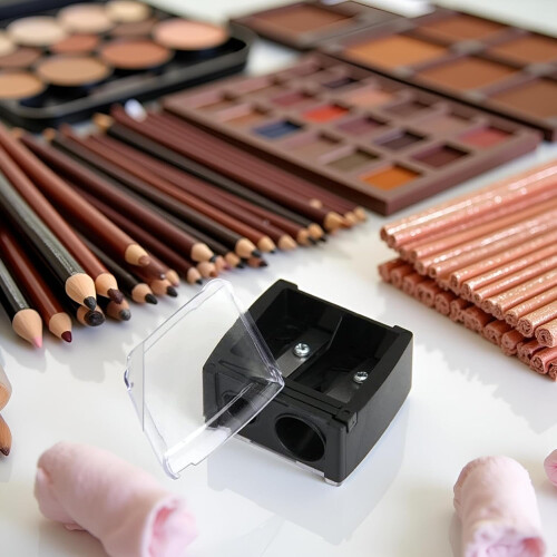 Makeup Pencil Sharpener Dual Hole with Cover for Eyeliner and Eyebrow Precision Sharpening 2